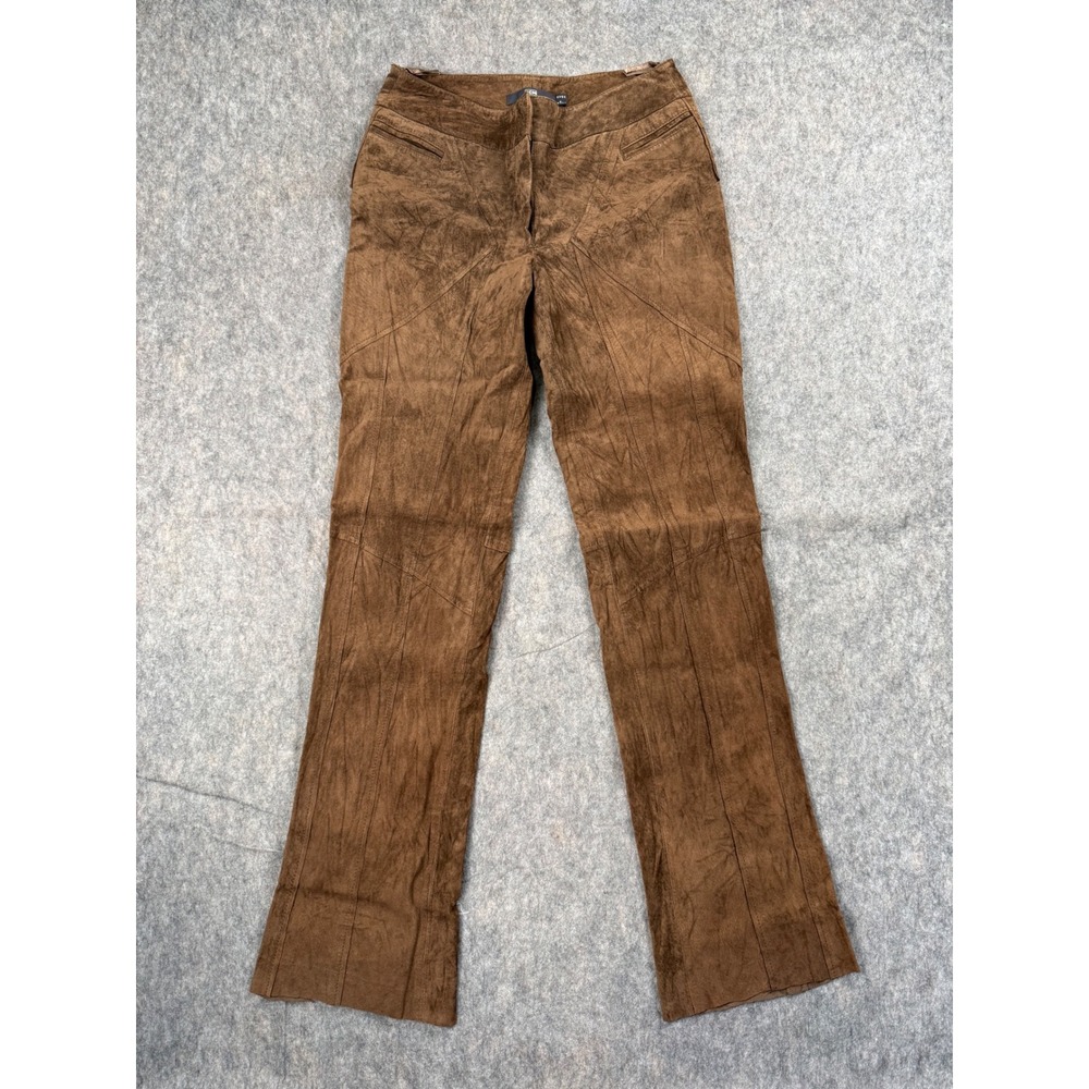 TCM Street Ware Brown Suede Leather Flare Pants Western Boho Seam Detail 12